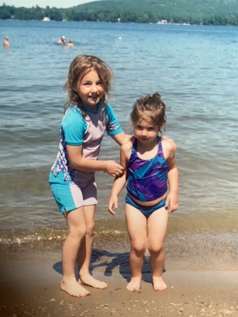 little daughters at the beach